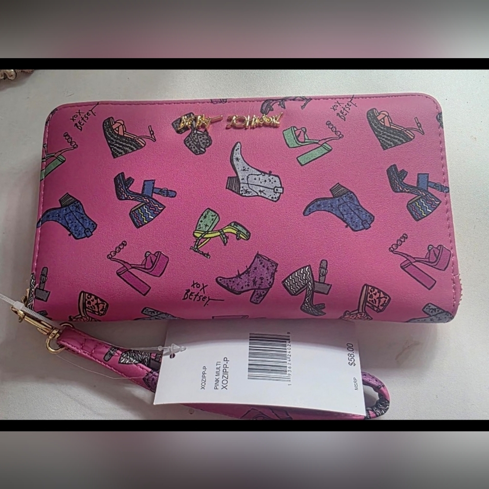 Betsey Johnson Pink Cowboy/boots wallet
